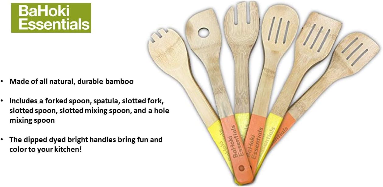 BaHoki Essentials Set of 6 Bamboo Cooking Utensils