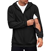 Runcati Mens Dialysis Sweatshirts Full Zip Lightweight Hemodialysis Jacket Warm Hoodie Sweatshirt with Arm Zipper
