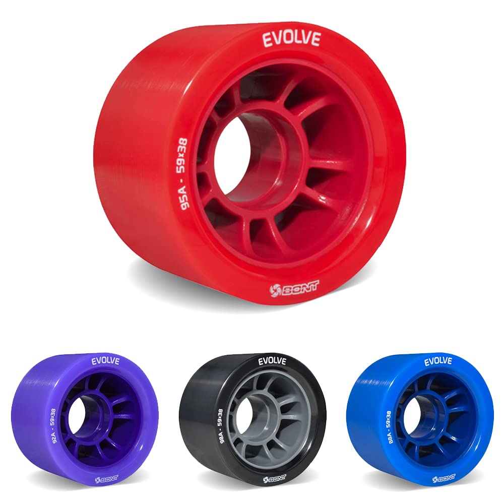 Bont Skates - Evolve Roller Derby Skate Wheel - Indoor Roller Skate Wheels - Rollerskate Wheels - Purple 92A - Set of 4 Wheels (Purple 92A - Set of 4 Wheels)