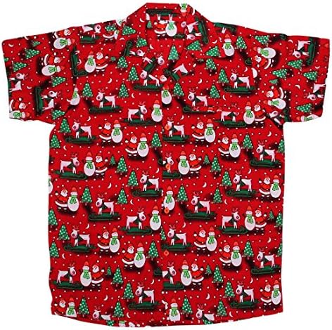 KIKLO Mens Christmas Santa Xmas Hawaiian Shirt Hawaii Gift HIM Party Holiday S to XXL