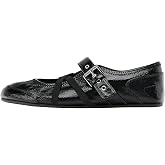Aikelylmon Cross Strap Ballet Flats Shoes for Women Mary Jane Shoes Women Buckle Strap Round Toe Pumps