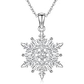 MEDWISE Snowflake Necklace Sterling Silver Winter Snowflake Pendant Necklace Winter Jewelry Gift for Women Christmas Thanksgiving Daily