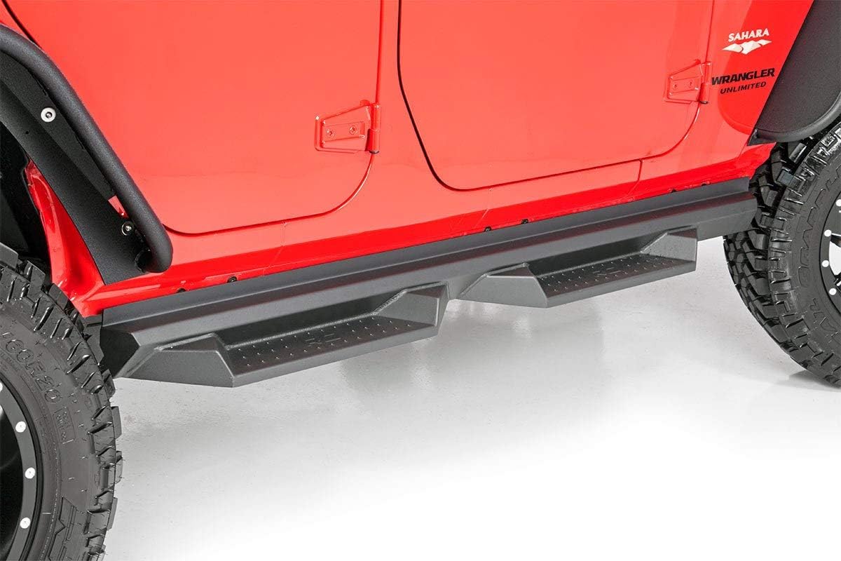 Rough Country DS2 Drop Nerf Steps Fits 2007-2018 [ Jeep ] Wrangler JK 4DR Hoop Side Steps Rock Sliders SDS071772