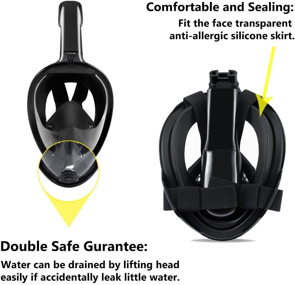 180° Full Face Snorkel Mask – Panoramic Seaview Diving Mask and Snorkel ...