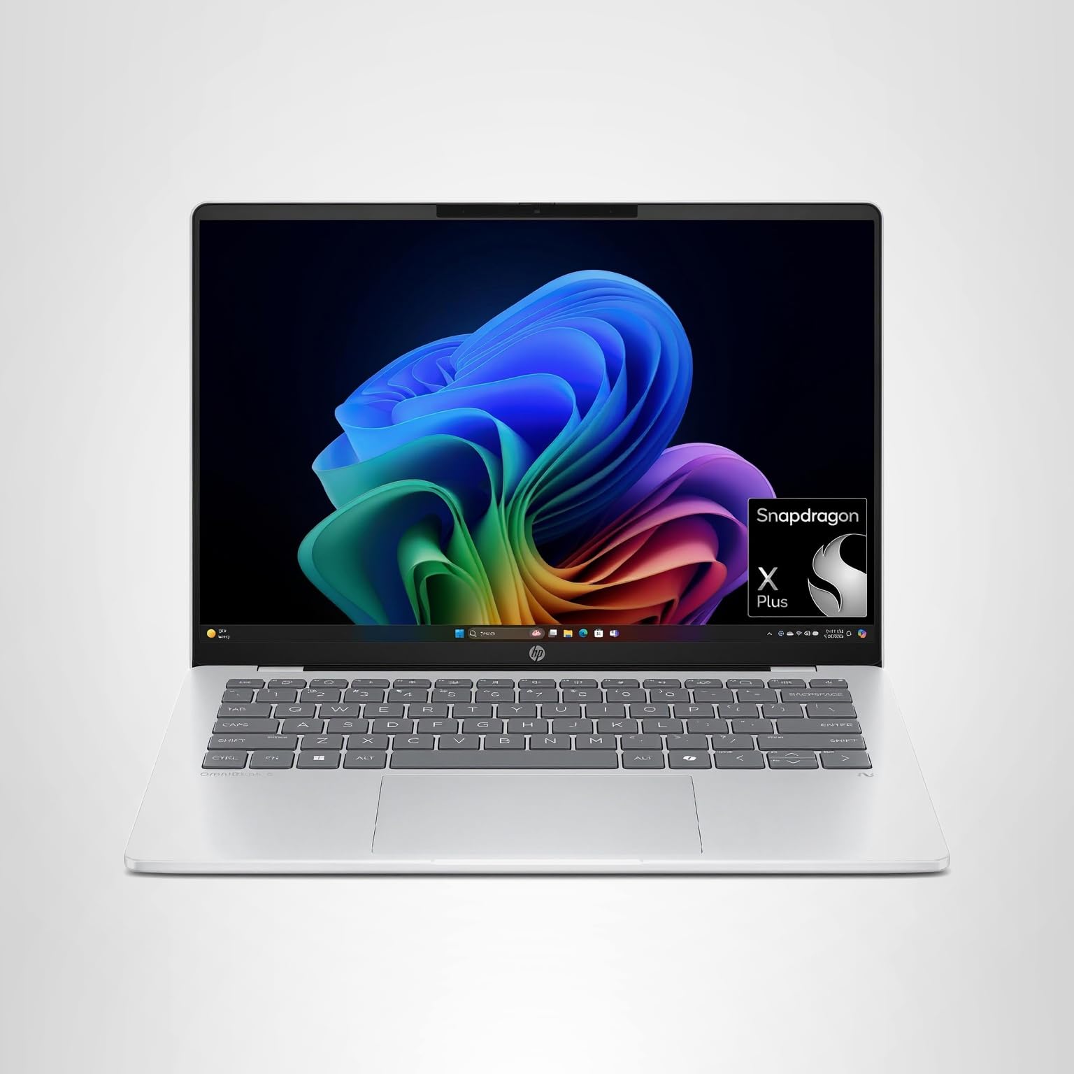 HP OmniBook 5 14 inch Next Gen AI PC, OLED Display, Snapdragon X Plus X1P-42-100, 16 GB RAM, 1 TB SSD, Qualcomm Adreno GPU, Windows 11 Home, Copilot+ PC, Glacier Silver, 14-he0099nr