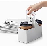 Brillantreal Kraft Paperboard 2-Cup Drink Carrier with Handle, 12-32 oz Coffee Cup Holder, Takeout Beverage Delivery, 15-Pack(Without Cups)