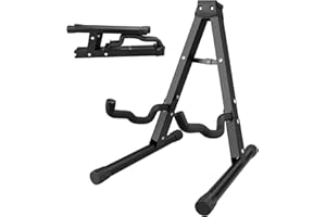 DkOvn 1 Pack Guitar Stand, A-Frame Folding Guitar Stand with Non-Slip Rubber and Foam Arms, Metal Guitar Stand for Acoustic Guitar, Electric Guitar, Bass, Ukulele, Banjo