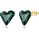 Fashion Austrian Crystal Heart Stud Earrings for Women 14K Gold Plated Hypoallergenic Formal Jewelry Gift