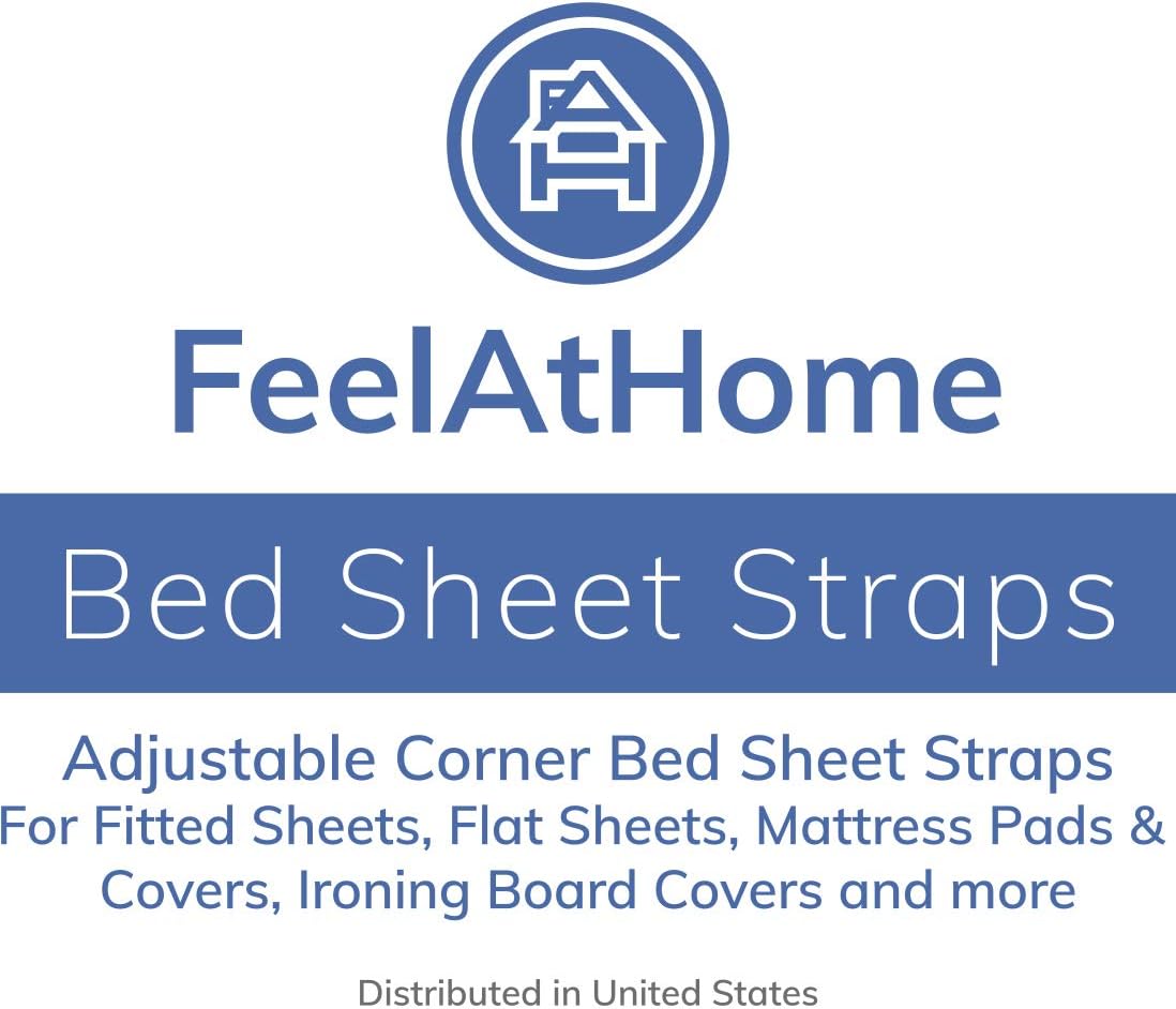 4 PCS Elastic Adjustable Bed Sheet Holders - Mattress Sheets Grippers to Hold Sheets Together for Flat Sheets, Fitted Sheets, Ironing Board Cover & More - Fits All Sheets from Twin to California King: Home & Kitchen