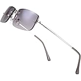 The Fresh Minimalist Small Rectangular Sunglasses Clear Eyewear Spring Hinge - Gift Box Package (203-Silver, Gradient Grey, 51)