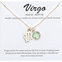 TGOLM 14k Gold Plated Zodiac Birthstone Crystal Pendant Necklace, Horoscope Sign Charm Necklace for Women Birthday Gift