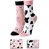 HAPPYPOP Mismatch Cow Socks for Girls - Unique Cow Gifts for Kids 10-12 Years, Farm Animal Socks