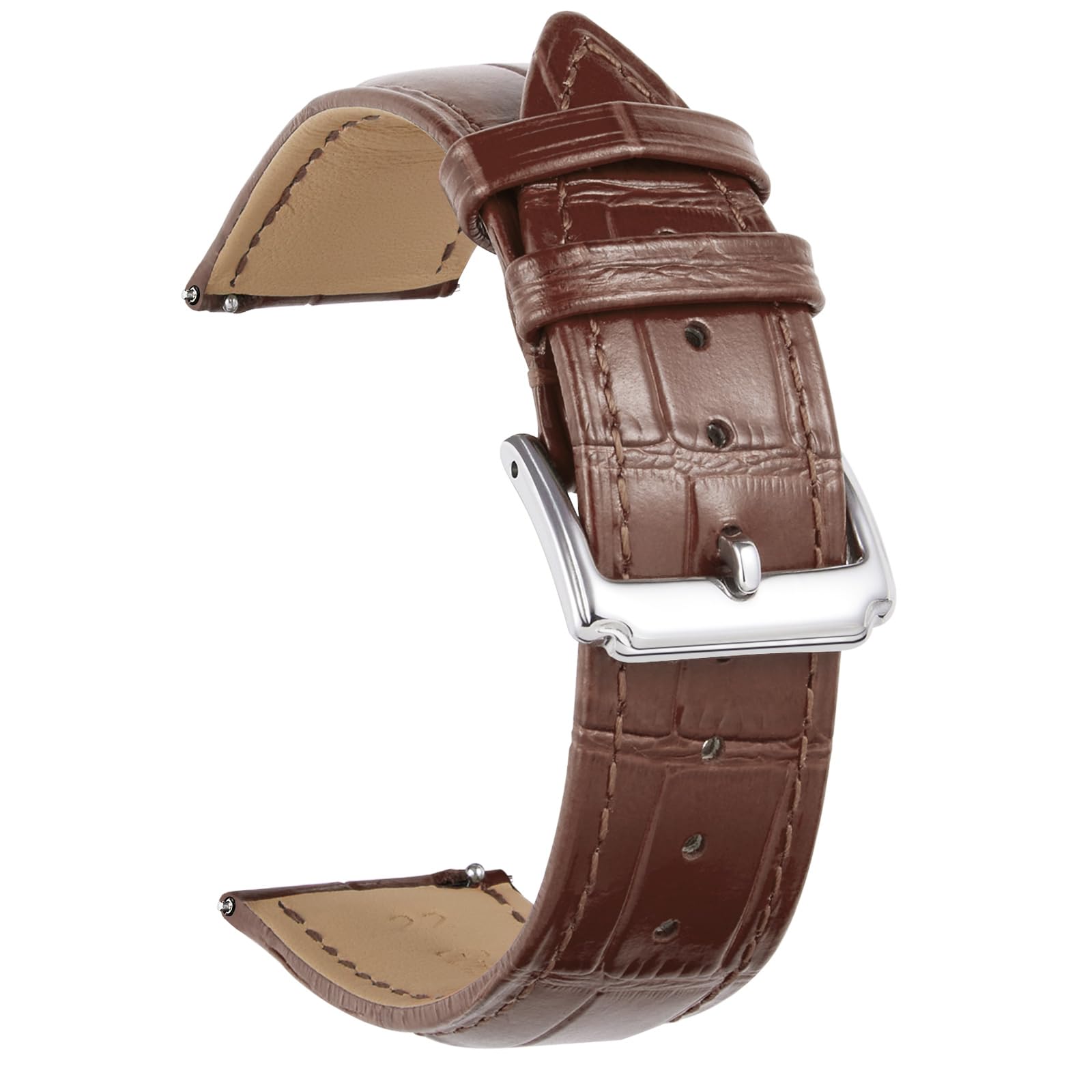 BINLUN Leather Watch Strap Quick Release Replacement Crocodile Leather Watch Bands for Men Women (Brown, 23mm) — image 1