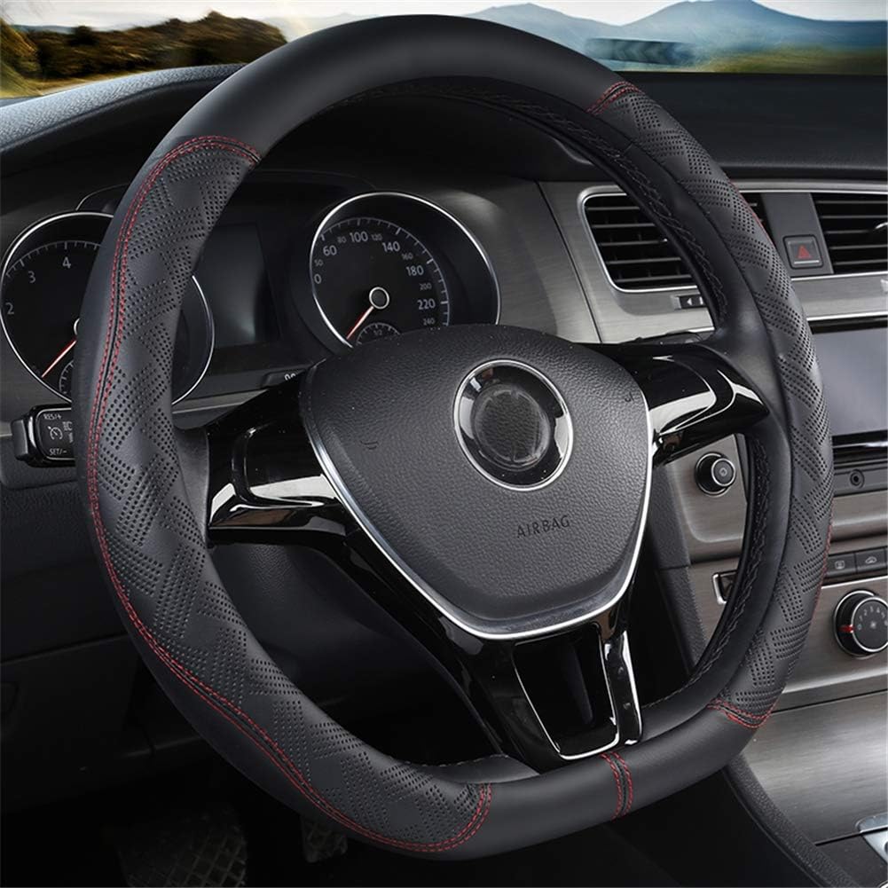 D Type Steering Wheel Cover,Microfiber Leather Breathable AntiSlip Flat Bottom