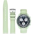 Niziruoup Bands for MoonSwatch Watch Curved end No Gap,Premium Silicone Rubber Watch Strap 20mm Compatible with Omega X Swatch Moonswatch,Universal Curved End 20mm 22mm Replacement Band for Men Women