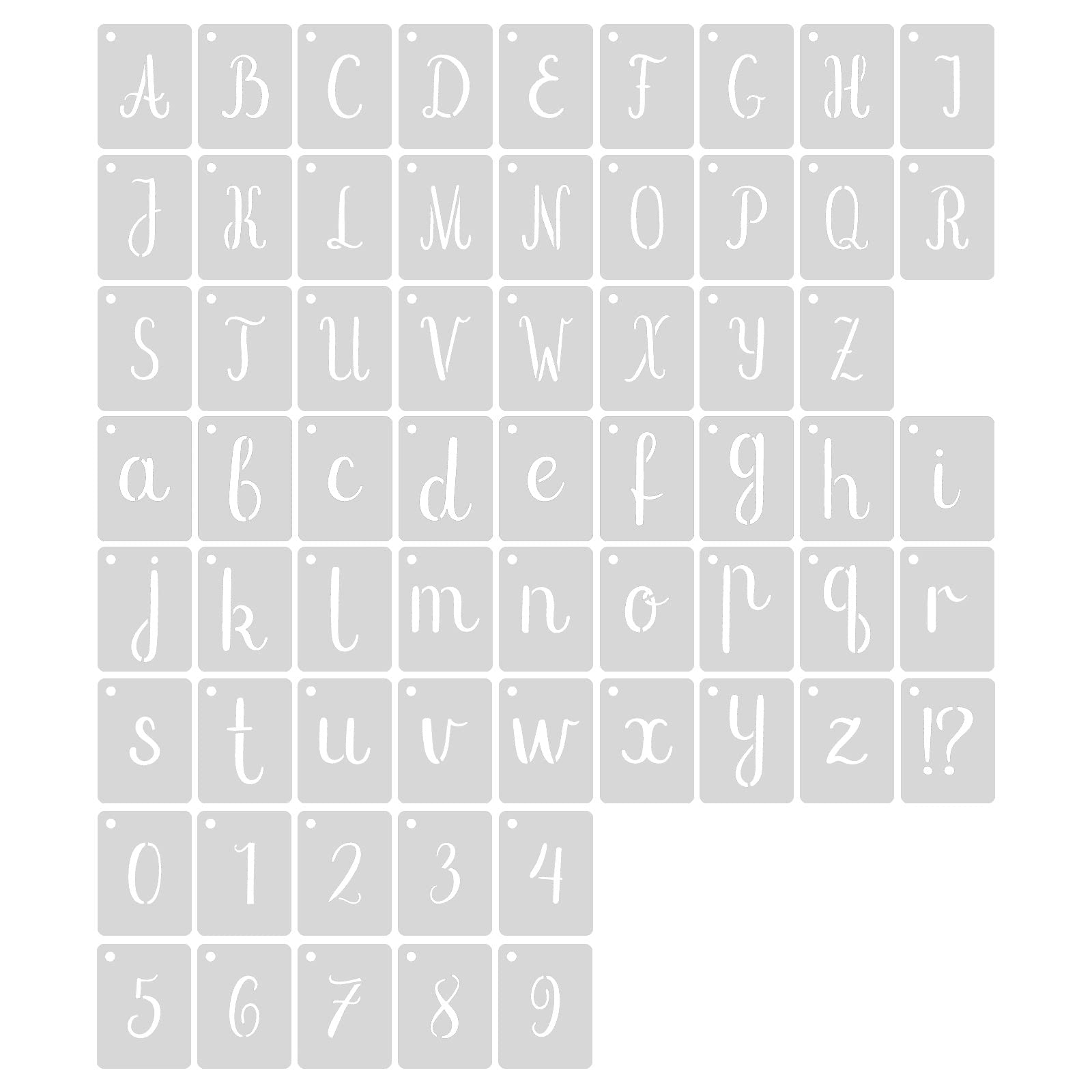 AIEX 63pcs Letter Stencils 2.5cm Templates Letter and Number Templates Reusable Plastic Alphabet Stencils Numbers for Drawing Artistic Craft DIY Writing