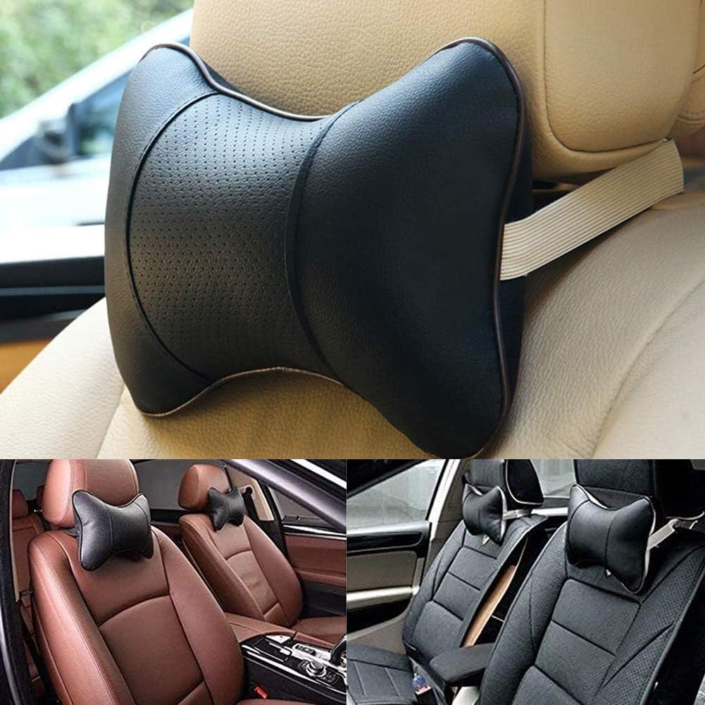 BETOY 2 Pieces Double-Sided Leather Neck Pillow Car Neck Pillows for Car Seat Headrest Cushion 26 * 19cm Car Neck Cushion Travel Head Neck Rest - Image 5