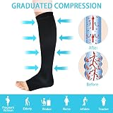 ACWOO Compression Socks Open Toe 2 Pairs Unisex Flight Running Medical view 3