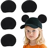 4Pcs Magnetic Mouse Ears for Hats – 3.5" Black Plush Magnetic Ears for Baseball Caps, Trucker Hats, Hoodies – Detachable Hat Accessories for Theme Parks, Halloween, Christmas, Birthday Parties