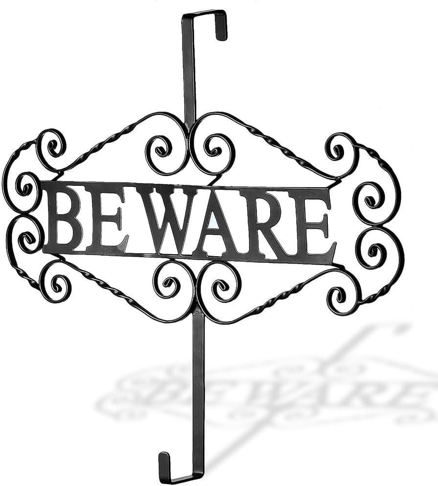Wreath Hangers - National Tree Company Beware Wreath Hanger, Halloween Collection, 16 Inches