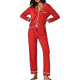 Ekouaer Pajamas Women's Long Sleeve Sleepwear Soft Button Down Loungewear Pjs Lounge Set Nightwear XS-XXL