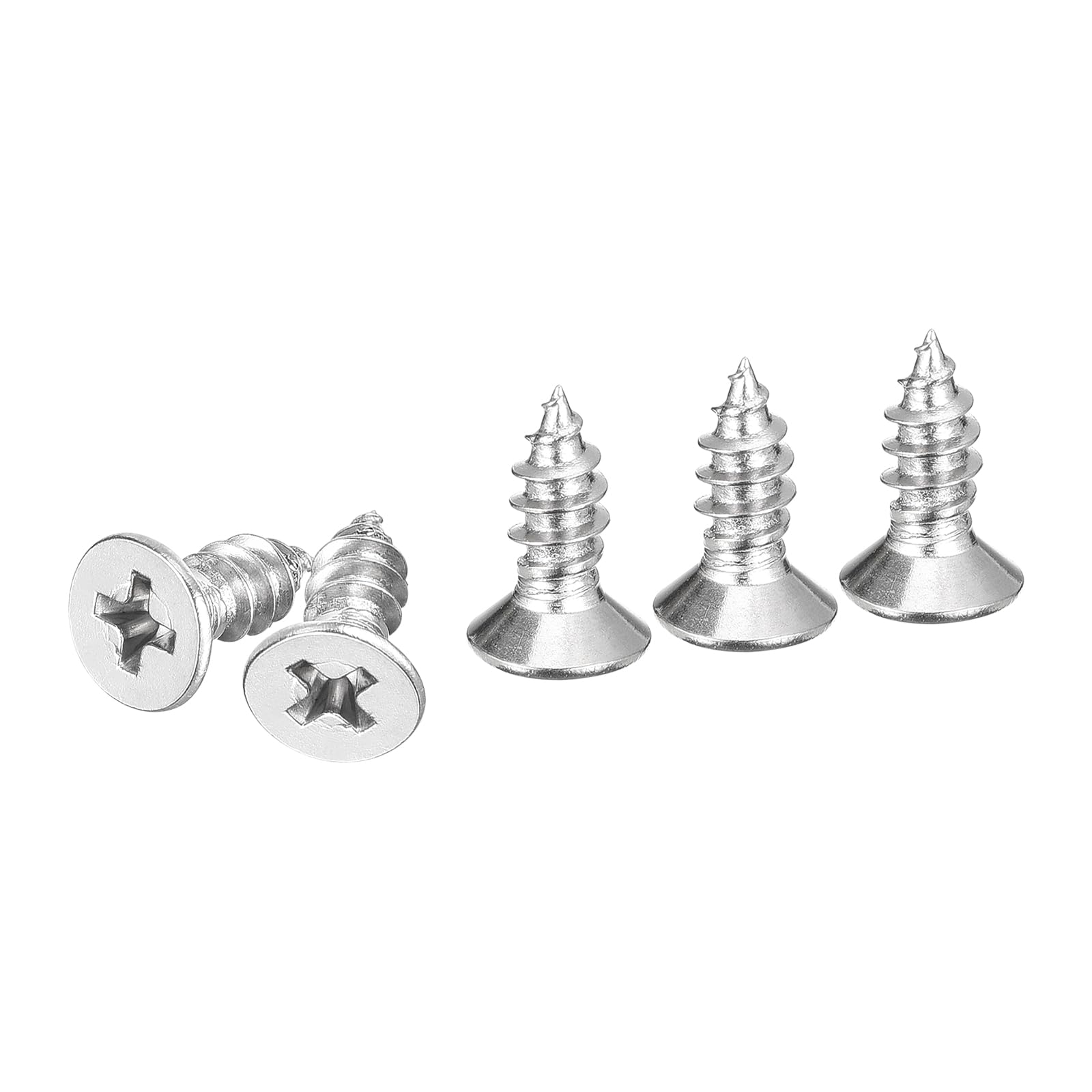 DTGN 50Pcs M6x16mm Flat Head Wood Screws, 304 Stainless Steel Phillips Self Tapping Screws - Good for Woodworking, Furniture - Silver — image 1