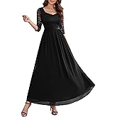 Wedtrend Women's Formal Dress Mother of The Bride Dress 3/4 Sleeve Wedding Guest Dress Maxi Evening Gown