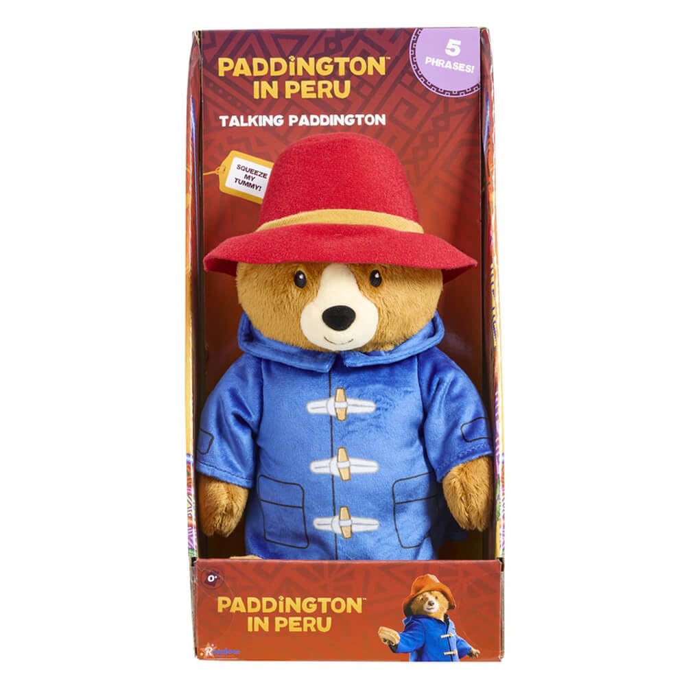 Rainbow Designs Paddington Bear Movie Talking Teddy Bear - Paddington Bear talking toy with 5 Phrases, Red Hat & Blue Duffle Coat - Cuddly Companion for Playtime Adventures