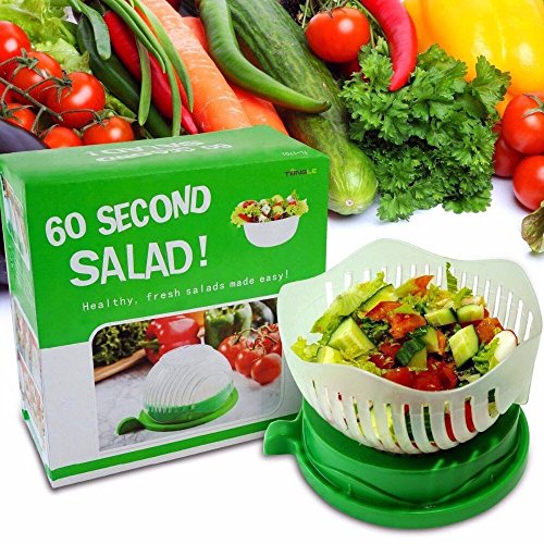 Salad Cutter Bowl - All In One Quick Chop Salad Bowl Large | 60 Second Salad Chopper, Slicer & Bowl Maker | Chopped Salads Container Servers & Salad Cutting Board For Fresh Vegetables, Fruits, Lettuce