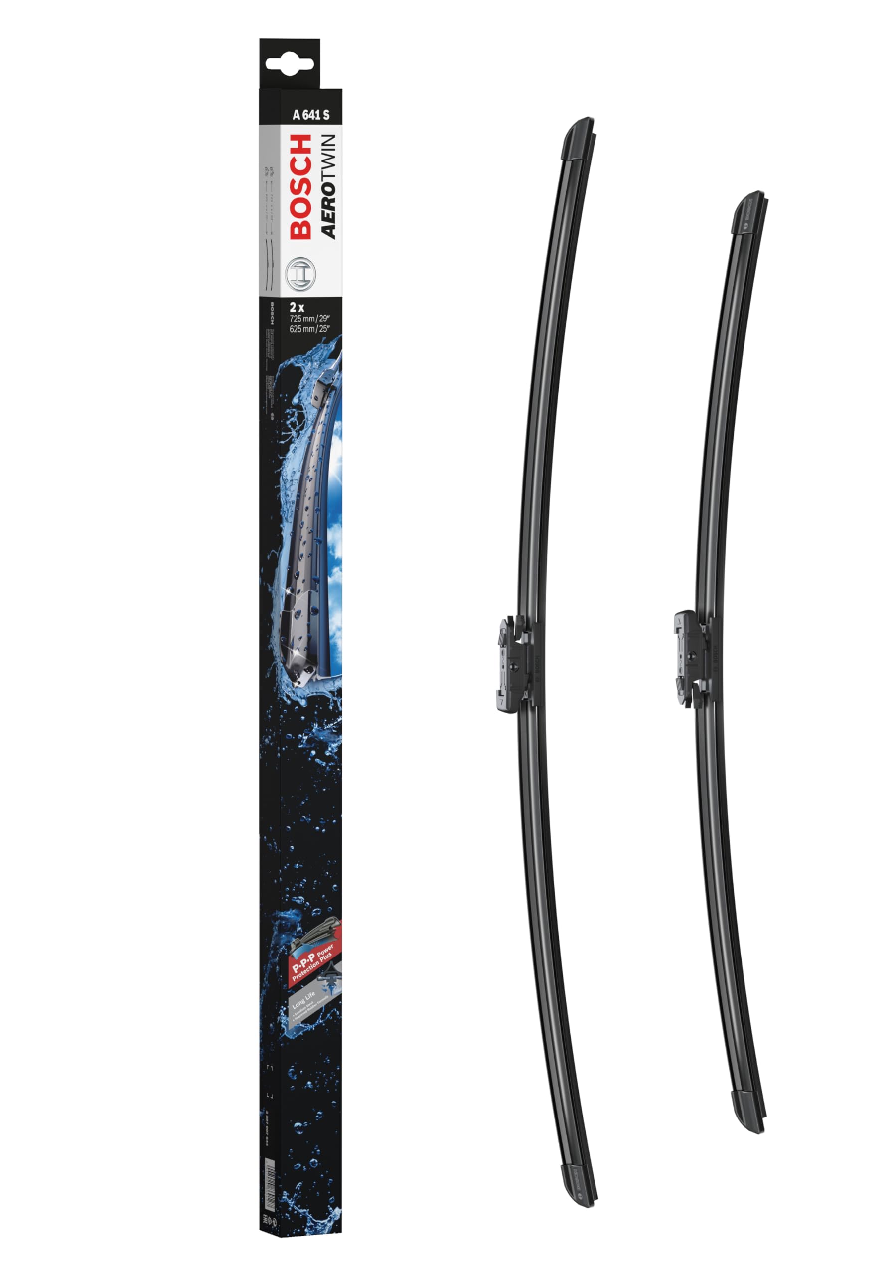 Bosch Wiper Blade Aerotwin A641S, Length: 725mm/625mm – Set of Front Wiper Blades - Only for Left-Hand Drive (EU)