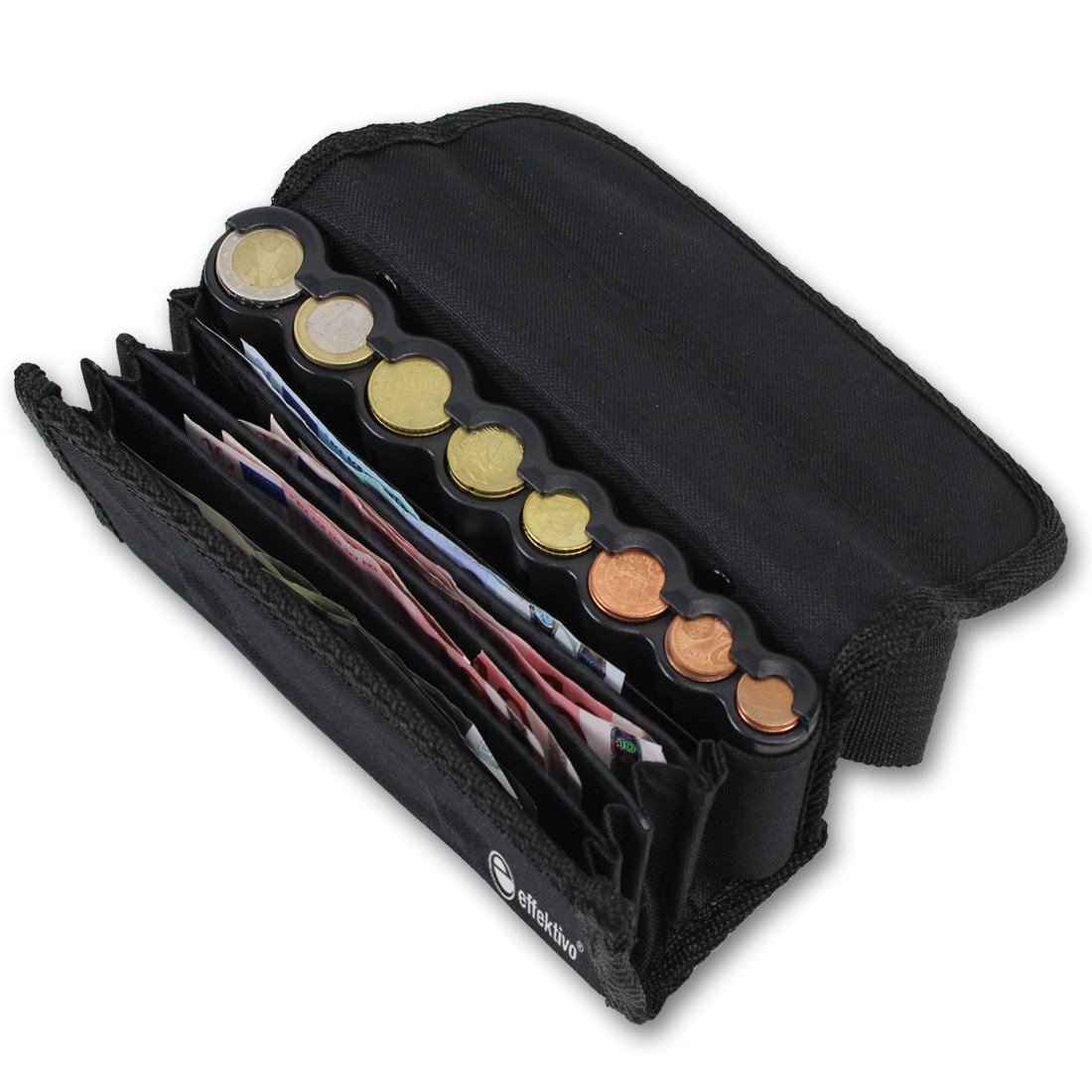 Effectivo 10575 Wallet with Coin Dispenser and Carrying Belt, Black