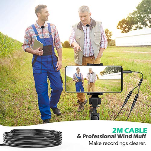 AGPTEK Lavaier Microfono per PC Smartphone con Clip e Un Parabrezza Incluso Adattatore Tipo-c Microfono Esterno Trust Ideale per Youtuber Intervista Conferenza Video Camera Podcast Cavo da 2M
