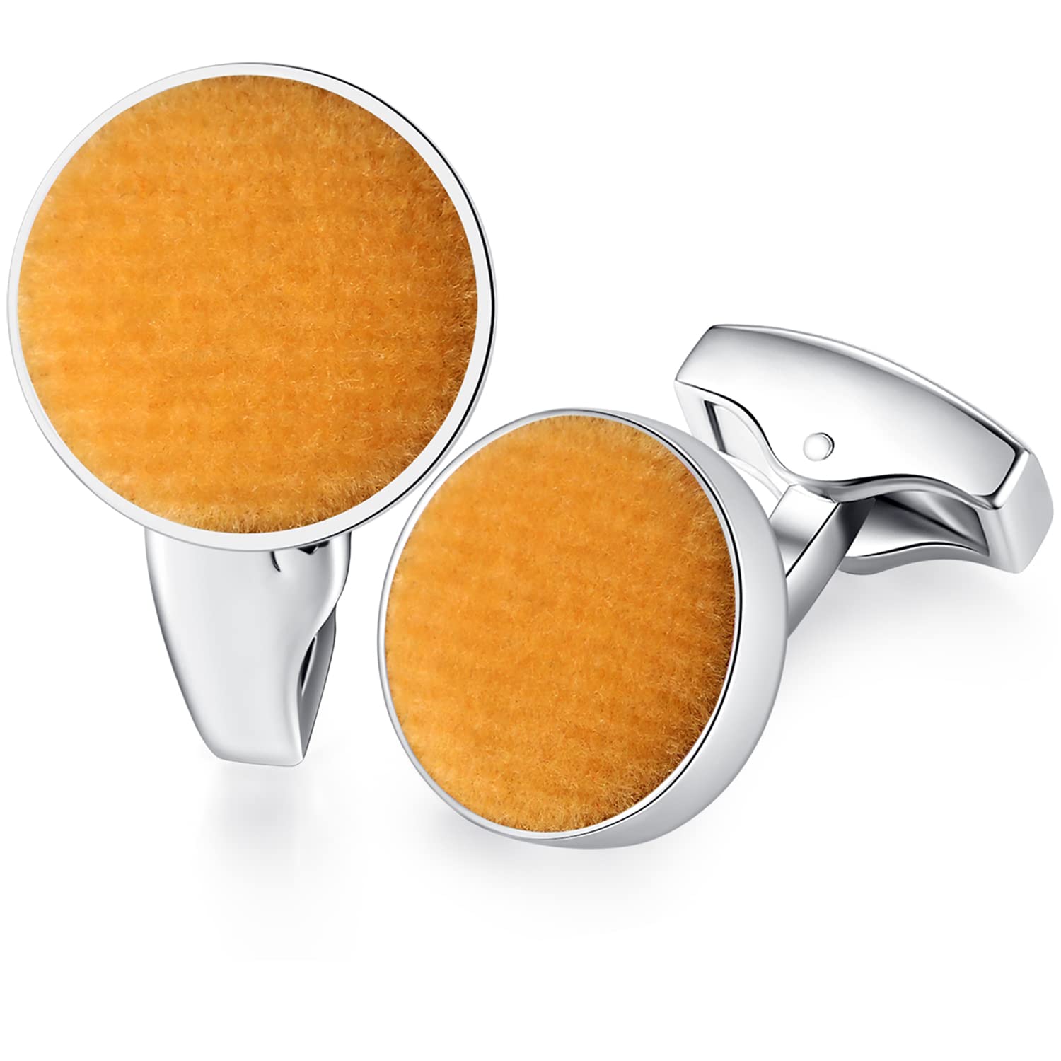 HONEY BEAR Cotton Fabric Valvet Cufflinks for Mens Shirt,for Business Wedding Gift (Yellow)