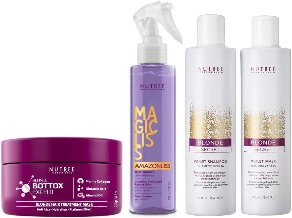 Gorgeous Blonde Set: Blonde Bottox Expert, Violet Shampoo and Mask, Magicliss Spray 8.8 oz
