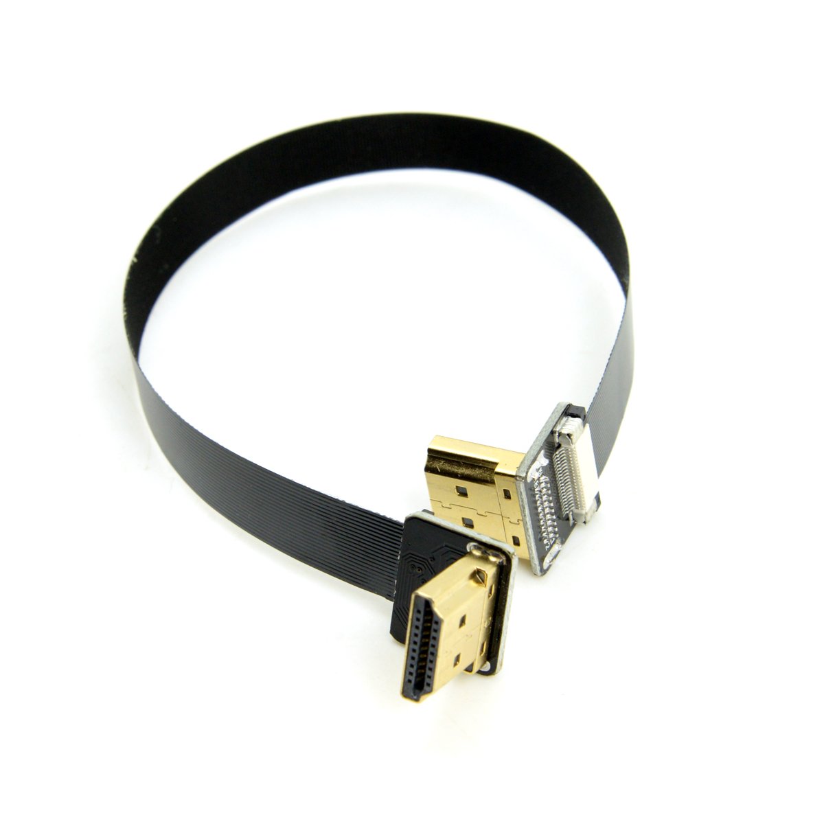 cablecc CYFPV Dual Up Angled 90 Degree HDMI Type A Male to Male HDTV FPC Flat Cable 50cm for FPV HDTV Multicopter Aerial Photography