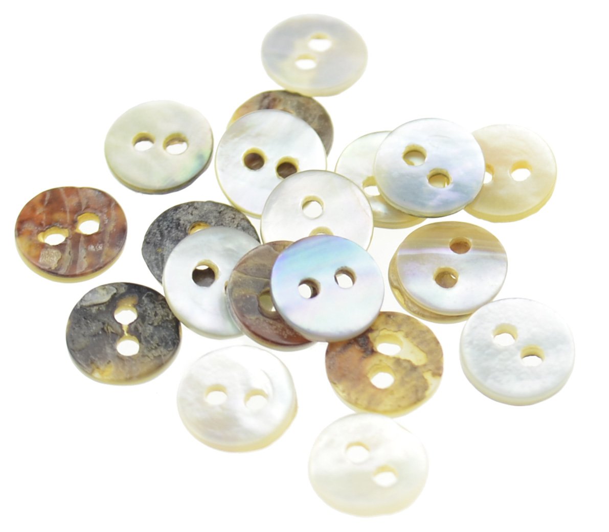 FiveSeasonStuff 20 Pcs Natural Mother of Pearl Sewing Knitting Two Hole Buttons 8/9/10/11.5/12.5/15/18/20mm (18mm (20pcs))