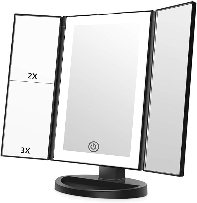 deweisn TriFold Lighted Vanity Makeup Mirror with 36 LED Nature