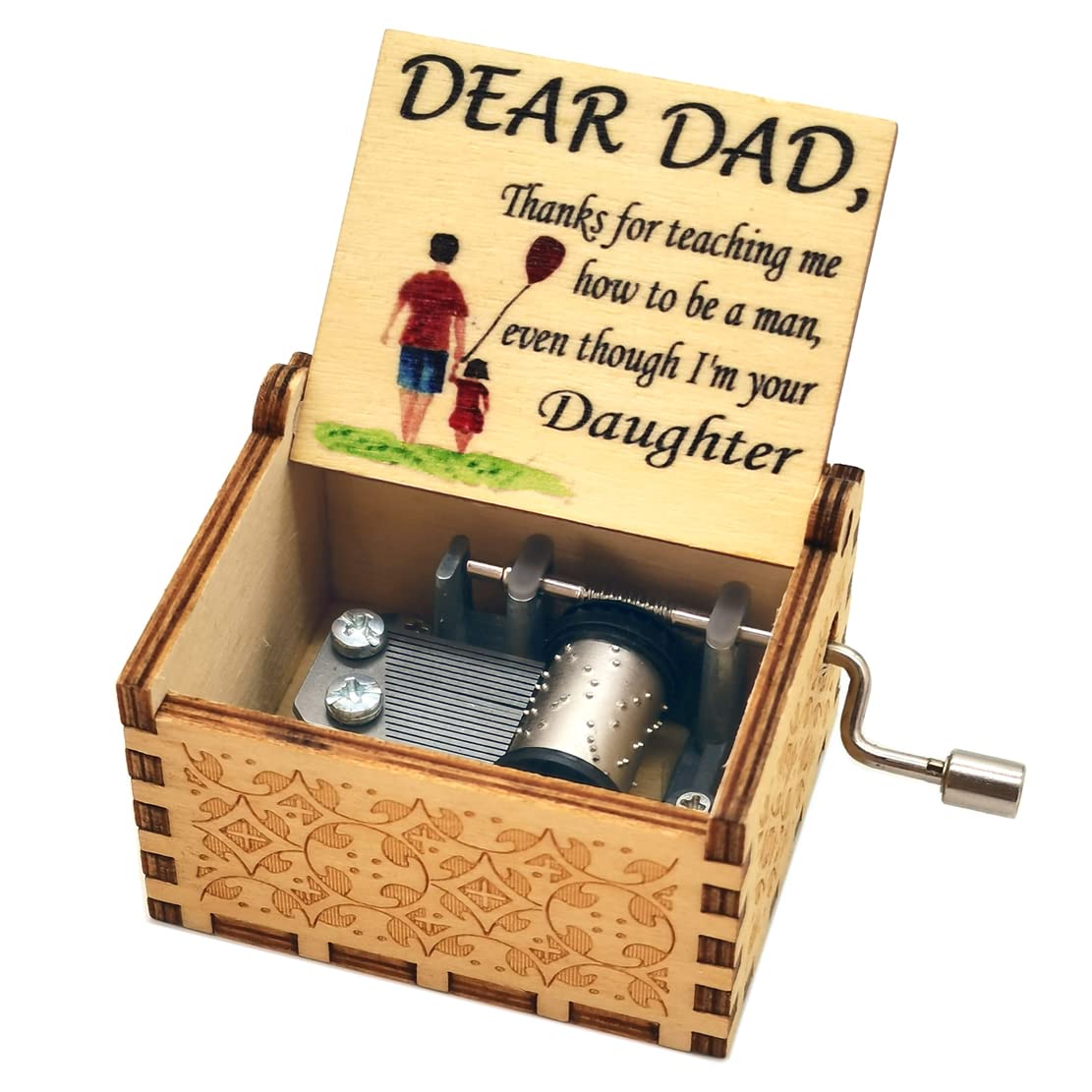 Micteney Daughter to dad music box,Dad music box Wooden,you are my sunshine music box daughter to dad,Daughter to dad gifts/present (Daughter to dad)