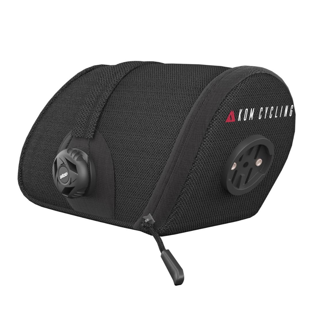 Photo 1 of KOM Cycling Saddle Bag Small - Bike Saddle Bag for Multi-Tool, Tube, Tire Levers, Securely Under Bike Seat for Cycling Radars with built in Radar Mount, Pocket for Apple AirTag .4 Liter Capacity