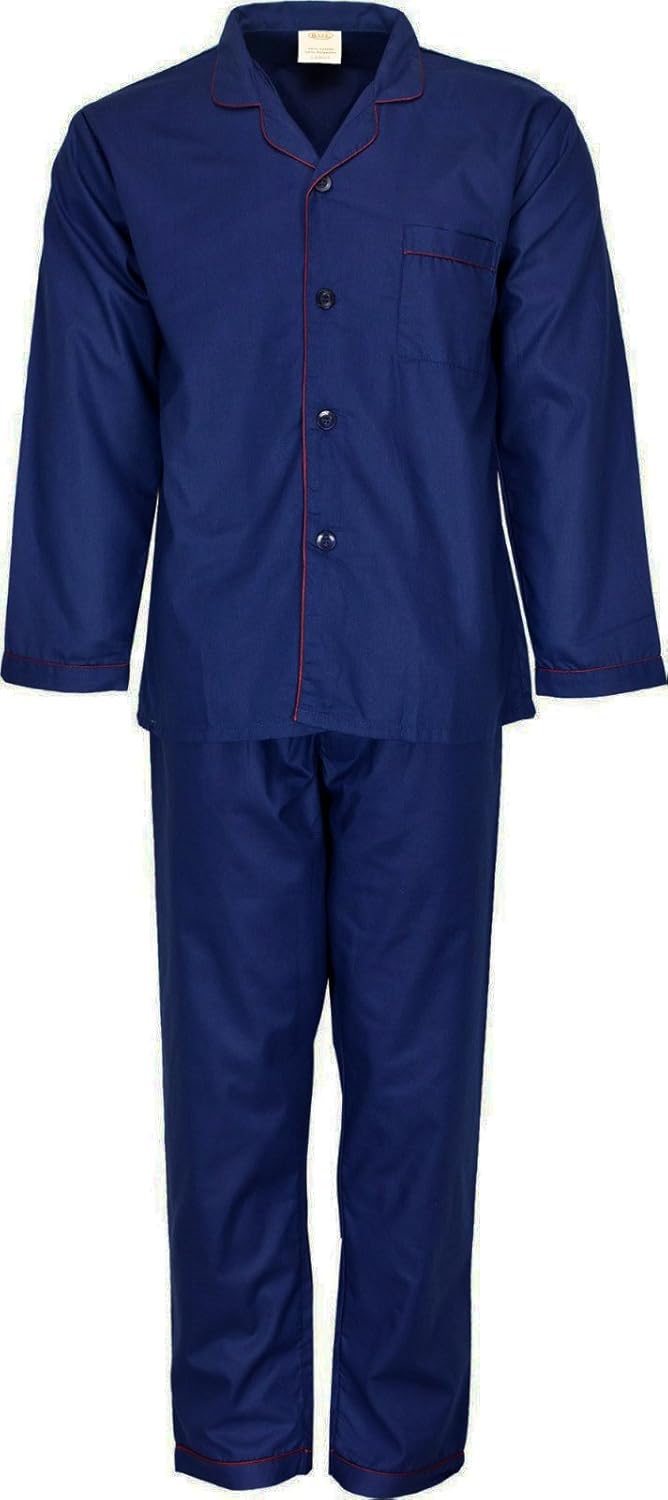 Mens Long Traditional Pyjamas 2 Piece Set Hospital Top + Bottoms