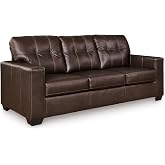 Signature Design by Ashley Santorine Transitional Tufted Leather Match Sofa, Dark Brown