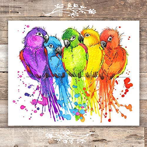 Colorful Parrots Art Print Unframed 8x10s Bird Wall Decor
