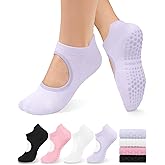 yeuG Grip Pilates Socks for Women Yoga Socks with Grips Open Top Non Slip Grippy Socks for Barre, Ballet, Barefoot Workout