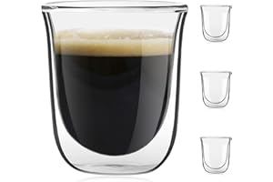 JoyJolt Javaah Double Walled Espresso Glasses Espresso Cups (Set of 4)- 2-Ounces