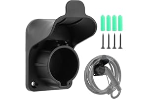 AQEENURA Heavy Duty EV Charger Holder Wall Mount for J1772 Space Saving Black Bracket Clamp for Portable Electric Car Charger Connector