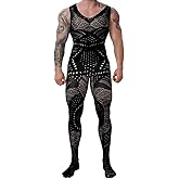 EHSUYAB Mens Lingerie, Sexy Gift For Him Body Stockings, Fishnet Bodysuit Lace Jumpsuit Rave Outfits Glow Party Club