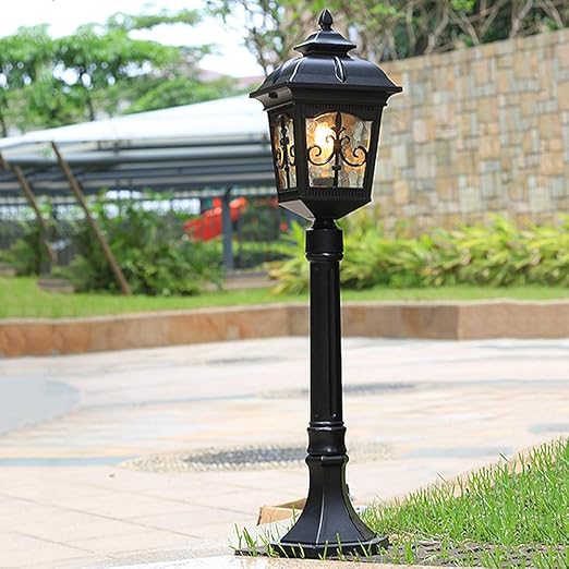 Amazon Co Jp 屋外の芝生ライトe27ネジ口ポール街灯シンプルアルミレトロボラードライトip65防水産業の柱のランプ コートヤードガーデンライトグラスロードランプ 産業 研究開発用品