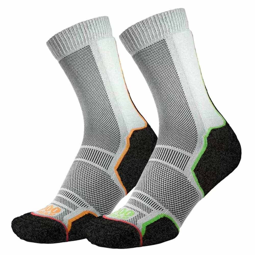 1000 Mile Unisex 2271bm Trek Sock Mens (Twin Pack) (Recycled), Black/Orange/Green M, M EU