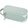 Dugio Large Pencil Case Zipper Pencil Pouch for Girls Adults Kids Aesthetic Pencil Bag with Handle Portable Big Capacity Pen Bag Organizer for School Office Green