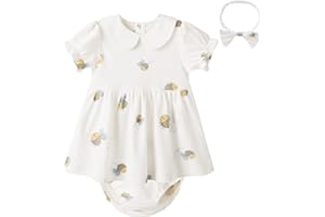 pureborn Baby Toddler Girl Dress with Bloomer Short and Long Sleeve Playwear Dress with Diaper Cover